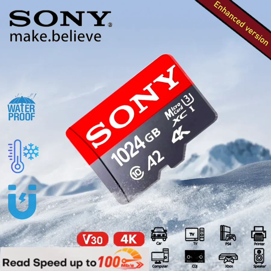 بطاقة سوني اكستريم مايكرو SD - 1 تيرا بايت 512 جيجا بايت 256 جيجا بايت 128 جيجا بايت U3 V30 4K فلاش ذاكرة كامل السرعة للهاتف وكاميرا الكمبيوتر