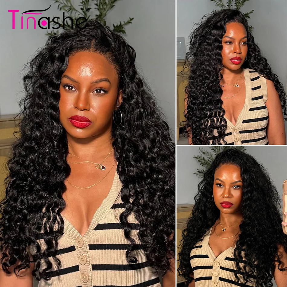 Tinashe Beach Curly Natural Wave Half Wig 3 IN 1 Quick Install Glueless Wig 100% Human Hair Wigs Natural Blend Hairline 250% Density Flip Over Style view 5