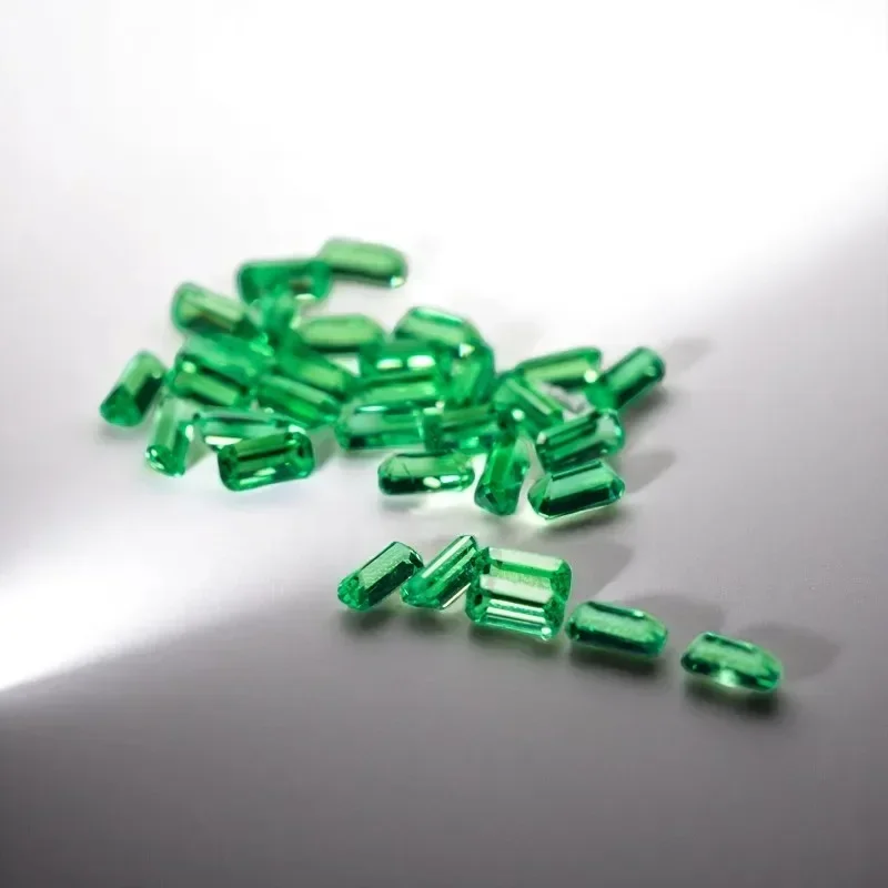 

Lab Grown Columbia Emeralds Small Size Emerald Shape Bare Stones for DIY Jewelry Making Inlay Selectable AGL Certificate