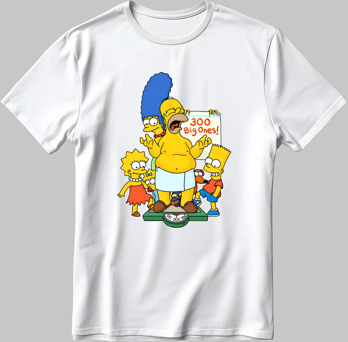 تي شيرت رجالي Simpsons Family للجنسين من القطن الخالص قابل للتنفس أنيق ومتعدد الاستخدامات ملابس الشارع كبيرة الحجم فضفاضة غير رسمية