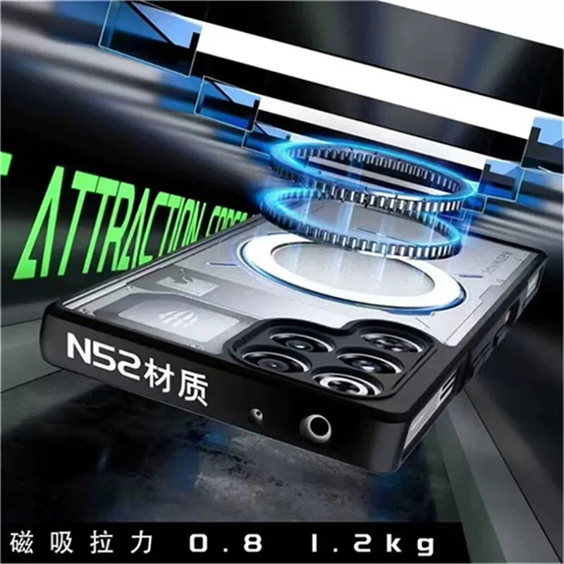 حافظة بحامل حلقي مغناطيسي لهاتف Redmagic 11 Pro Plus حافظة MagSafe غطاء شفاف غير لامع غطاء حماية ممتص للصدمات