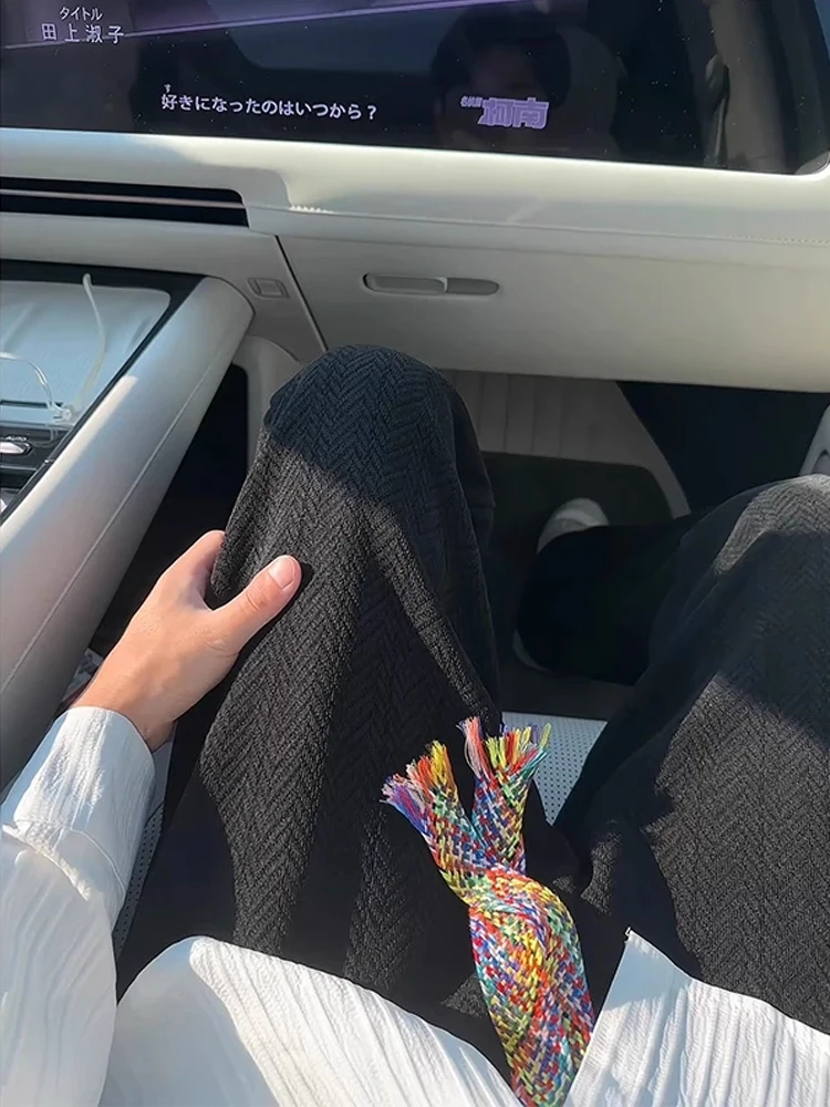 

Men's And Women's Corduroy Wide Leg Pants Autumn Season l Waist Straight Cut Trousers with Flax Pattern And Drape Design