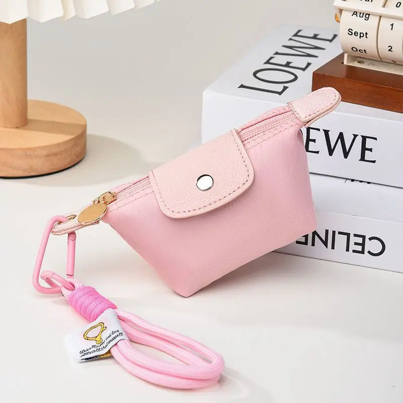 Women Zipper Mini Cosmetic Bag Girls Bank Card Key Bag Portable Large Capacity Coin Purse Wrist Strap Key chain Travel Wallet