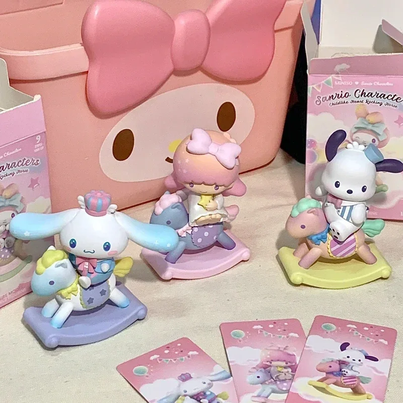 Sanrio Childishness Rocking Horse Series Blind Box Toys Melody Kuromi Pochacco Cinnamoroll Figurka akcji Tajemnicze prezenty