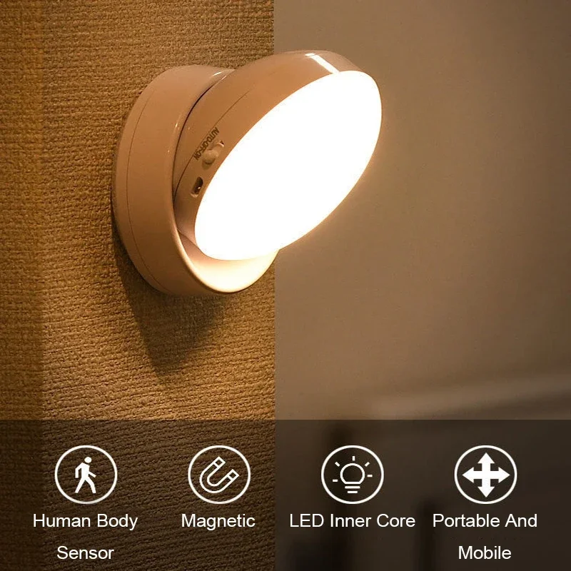 360-gericht oplaadbaar draadloos LED-nachtlampje Wandlampen Nachtlampje Bewegingssensor Licht Wandlampen voor kamer Nachtkastje