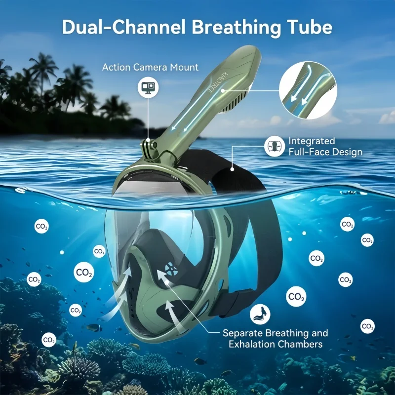 Professionelle Schnorchel-Tauchmaske Unterwasser-Tauch-Vollgesichtsmaske Anti-Beschlag-Brille für Kinder und Erwachsene Schwimmausrüstung – Detail 7