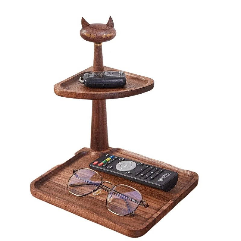

Cat storage tray Solid wood enters the door Entrance key storage box Creative