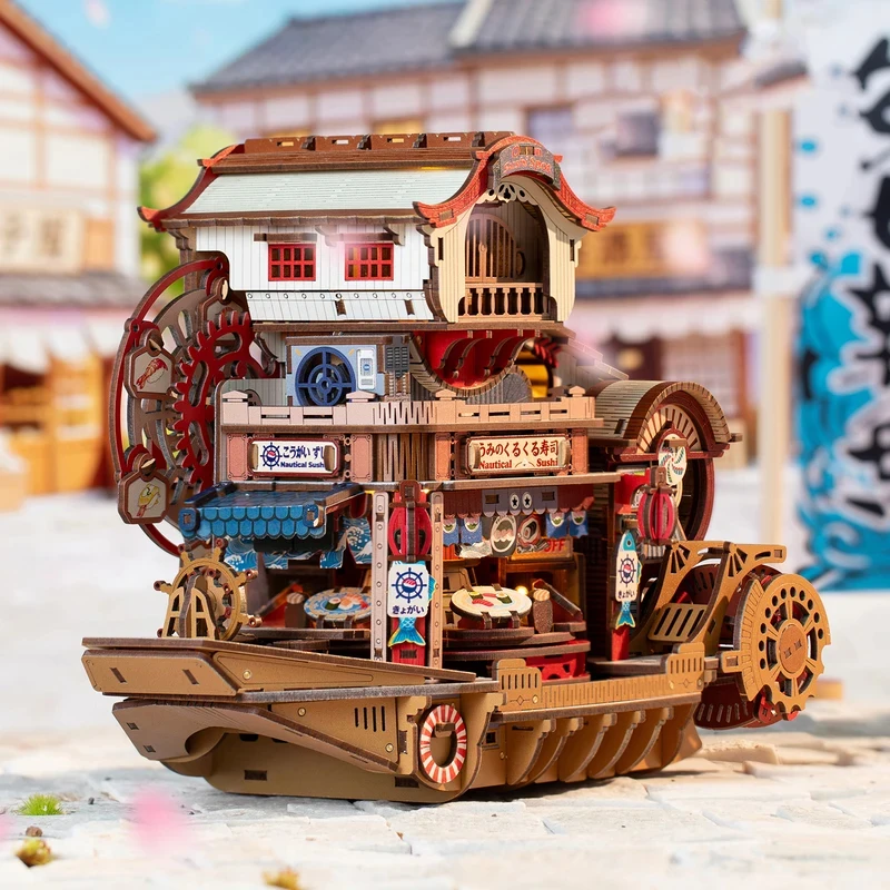 

DIY Wooden Nautical Miniature Dollhouse 3D Model Puzzle Furniture Set with LED Lighting for Adult Craft Enthusiasts