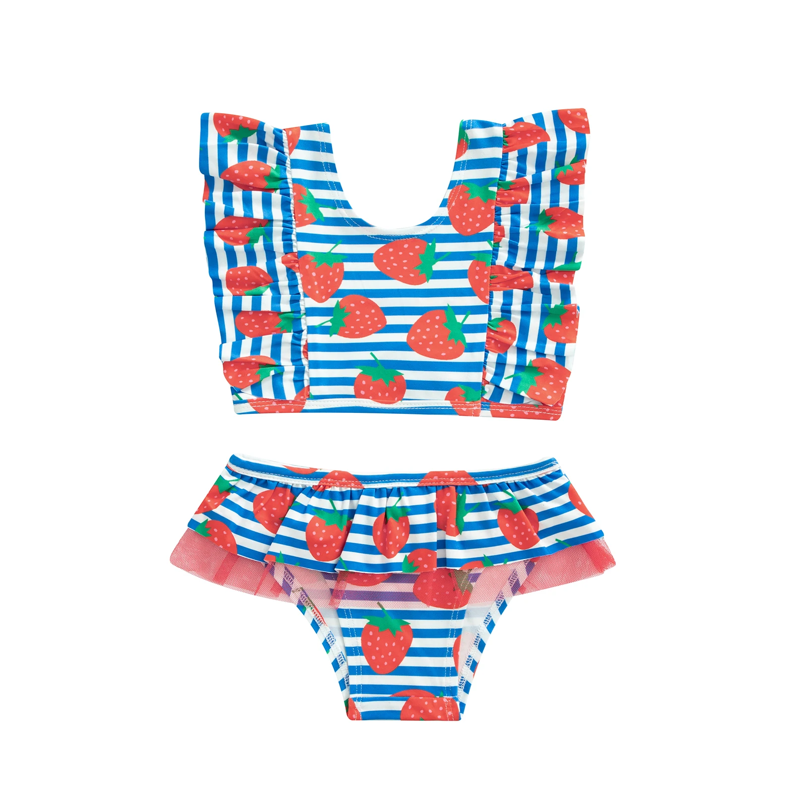 Ensemble de bikini à rayures colorées pour enfants, imprimé de dessin animé, précieux short en Y, maillots de bain d'été pour bébé fille, ensembles de bikini de plage, 2 pièces