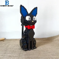 KNEW BUILT modelo de gato negro Mini bloques de construcción juguetes de aprendizaje para niños chico niña ardilla Shiba Inu Corgi ladrillo estilo mascota