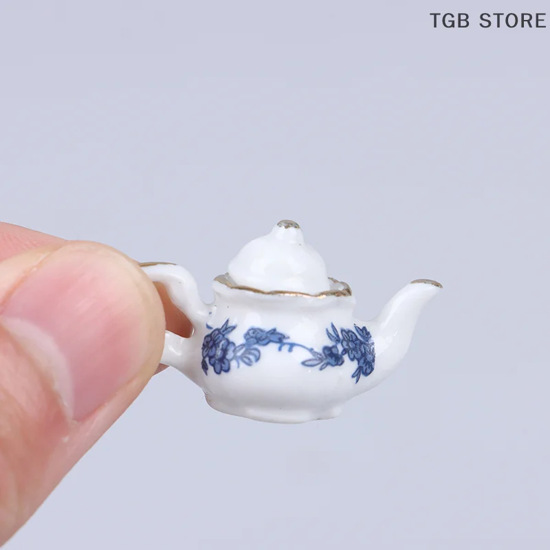 6Pcs Dollhouse Miniature Dining Ware Porcelain Tea Set Dish Cup -Flower Pattern