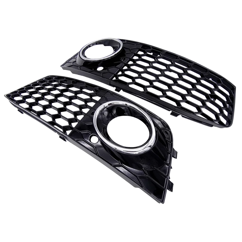 1 Pair Car Fog Light Cover Grille for Audi 2009-12 A4 B8 RS4 Auto Front Bumper Fog Lamp Honeycomb Racing Grills Decoration Frame