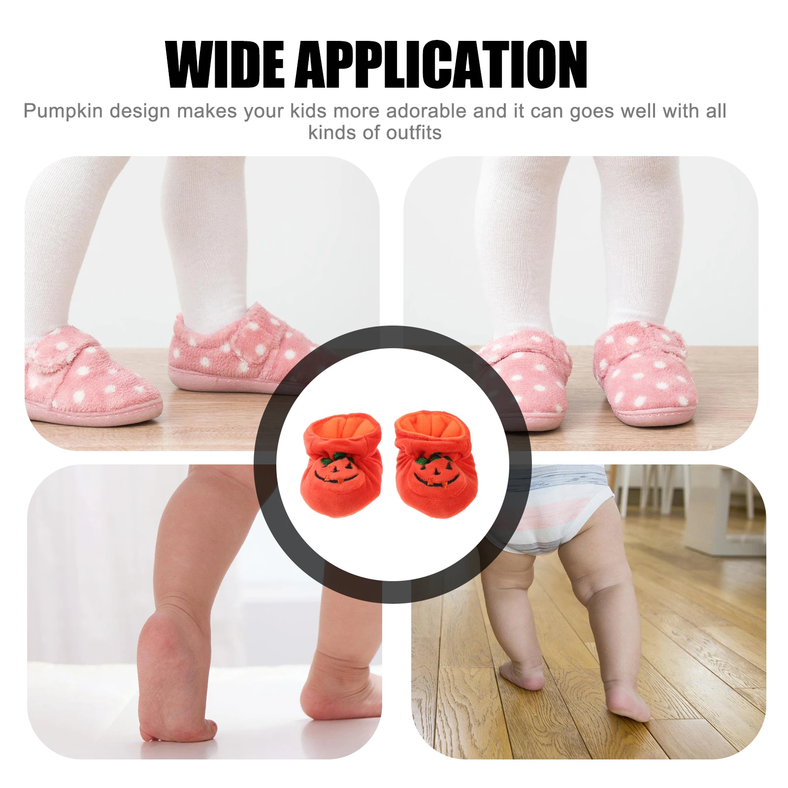 

1 Pair Non-Slip Baby Toddler Cotton Shoes Adorable Pumpkin Design Warm Winter Autumn Comfortable Cotton Soled Infant Footwear