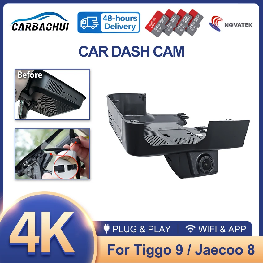 New! Dashcam For Jaecoo 8 J8 Chery Fulwin T10 2023-2026 Car Dash Cam Camera DVR Wifl Plug And Play Video Recorder