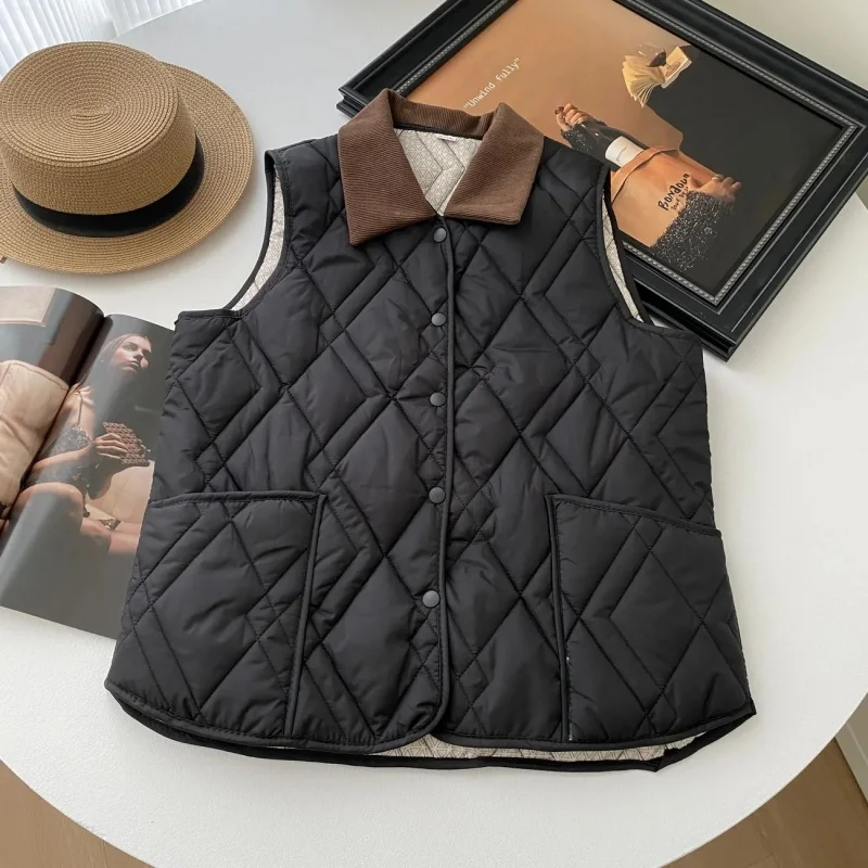 Women's Lightweight Vest Jacket, Loose Casual Versatile Spring Autumn And Winter Warm Cotton Padded Coat Sleeveless Top w1667