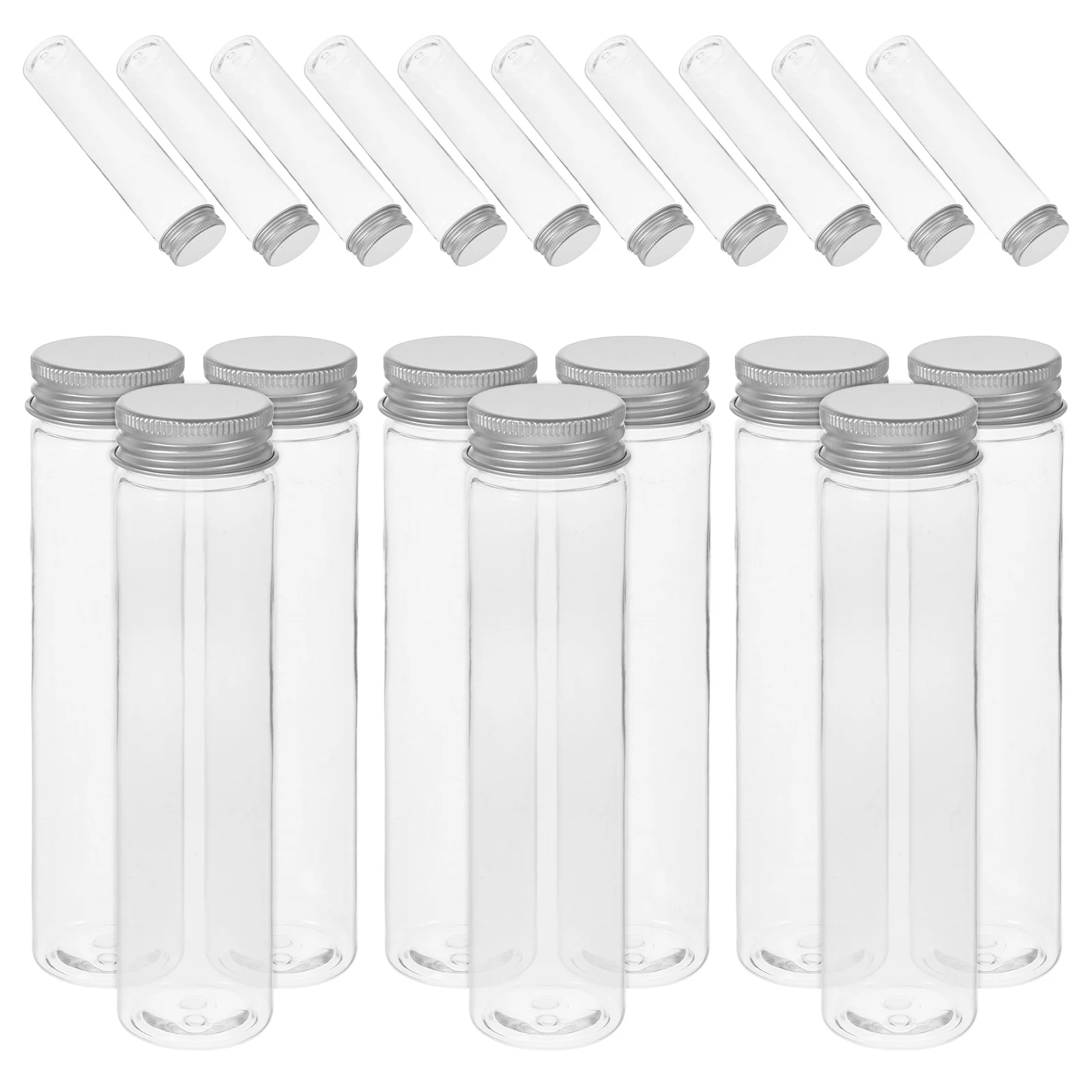 

20 Pcs Plastic Test Tube Tubes for Experiments with Cover Flat The Pet Clear Small Bottles