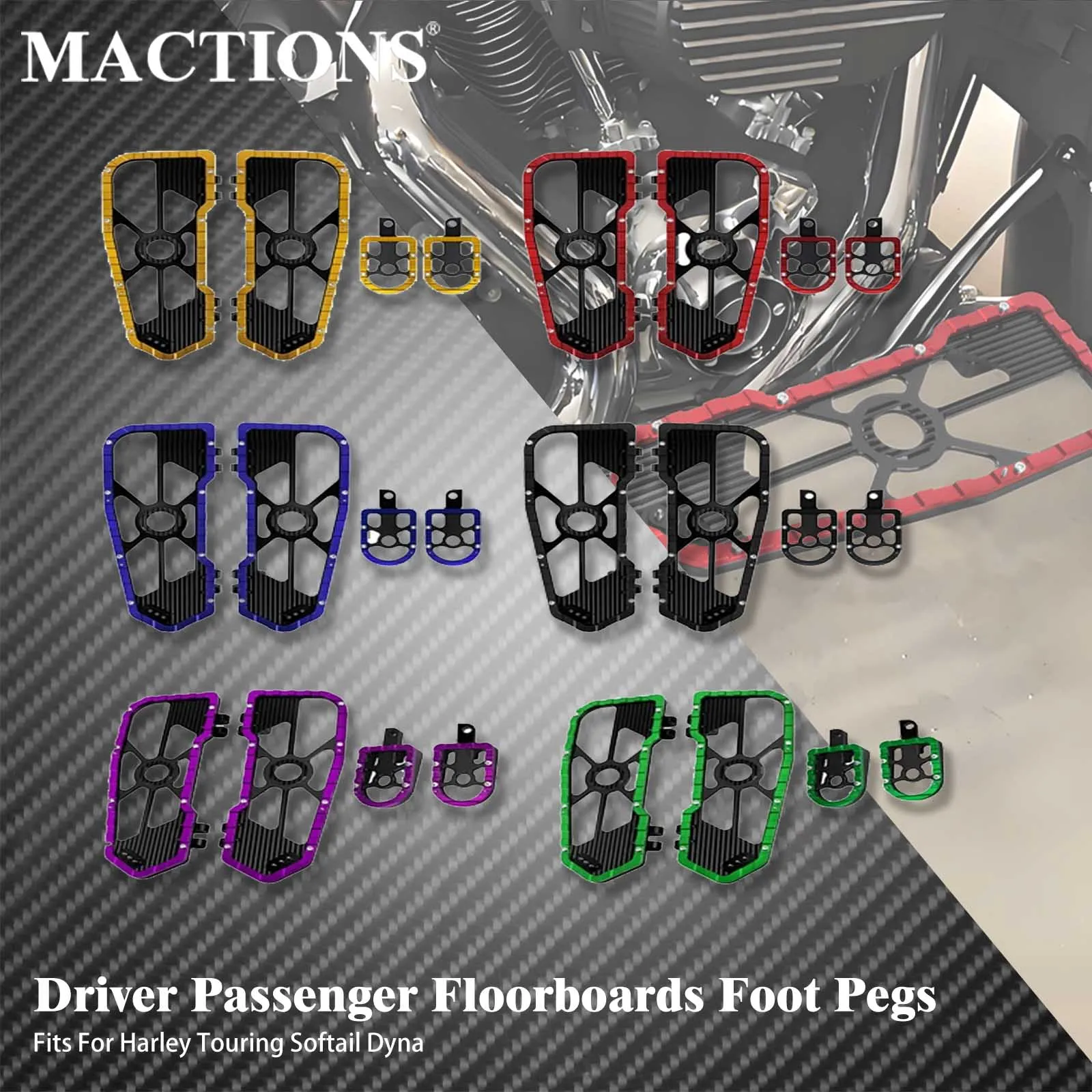 

Motorcycle Driver Passenger Floorboards Foot Pegs Footrest For Harley Touring Road king Electra Street Glide Softail Dyna