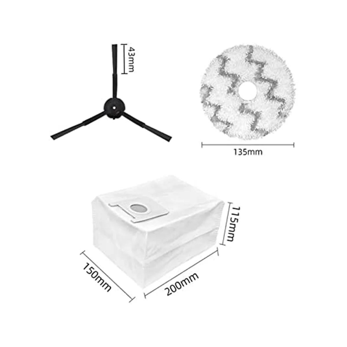 Bantalan kain pel sikat samping pengganti kantung debu cocok untuk Aksesori penyedot debu Robot EVA SDJ06RM