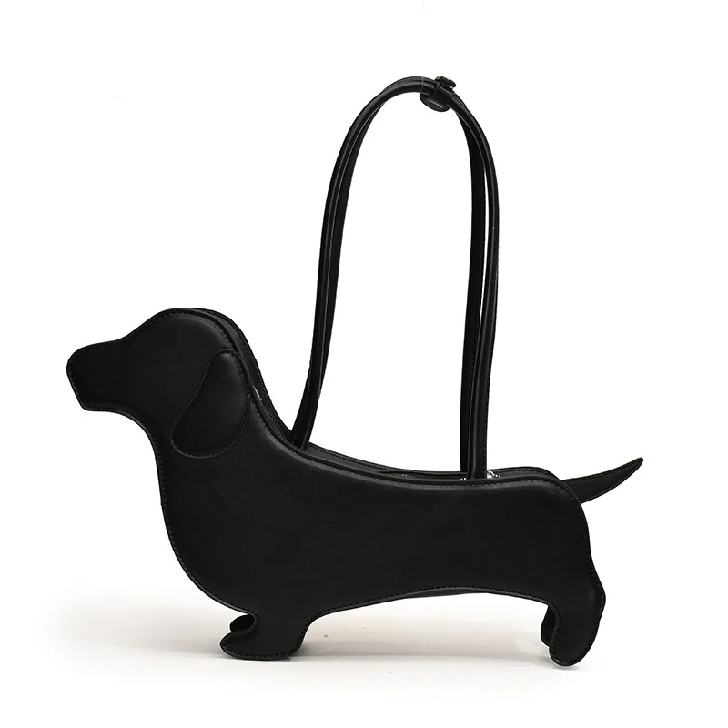 

INS three-dimensional dachshund shoulder bag pu fabric retro handbag Korean minority design underarm Funny Sausage Dog bag