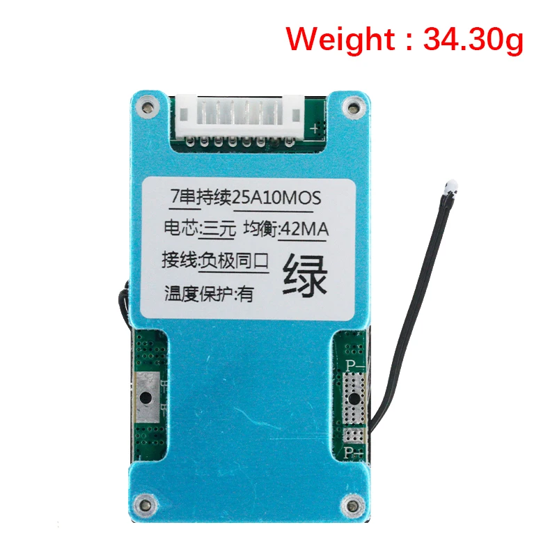 Placa de protección de carga de batería BMS 7S 24V 15A 20A 25A Li-ion Lmo ternaria de litio 18650, equilibrio y protección de temperatura NTC