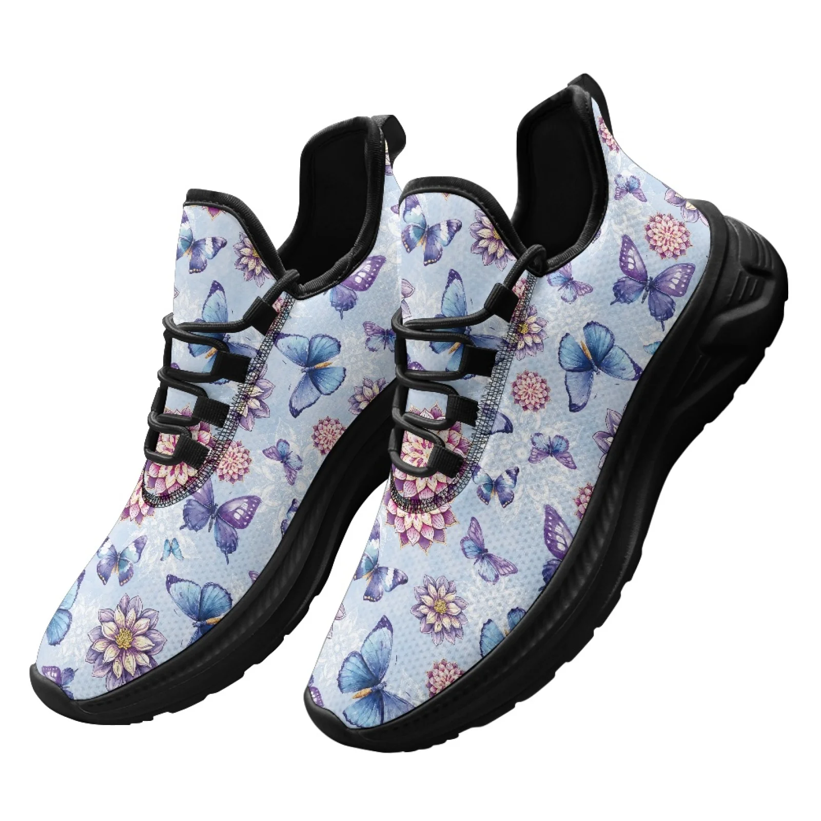 PENSTROLL Flower Butterfly Men's Walking Shoes Casual Walking Shoes for Mens, Lace-Up Fashion Sneakers