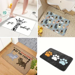 Cartoon Cat Print Bath Mat Super Absorbent Outdoor Kitchen Shower Room Indoor Decor Doormat Diatomite Rug Washroom Floor Carpet