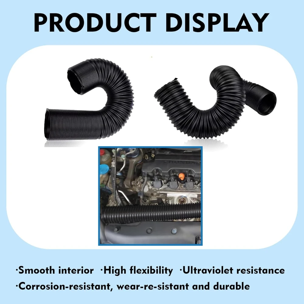 1 Buah Selang Saluran Udara Mobil 2.5 "Selang Saluran Udara Segar Fleksibel Dapat Ditarik Aksesori Asupan Modifikasi Otomotif Universal untuk Sebagian Besar Mobil