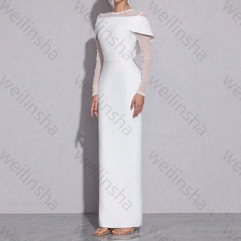 Abiti da sera eleganti a maniche lunghe con scollo a O Abito da celebrità sexy Squisiti abiti da ballo di alta qualità per le donne personalizzati