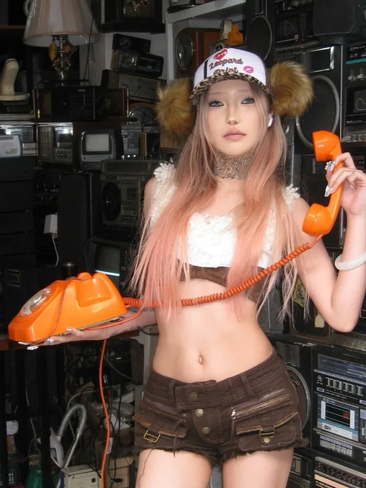 القوطية الظلام الأكاديمية Y2k السراويل النساء Gyaru منخفضة الارتفاع الدنيم البضائع السراويل 2000s Kpop اليابانية Harajuku سايبر الشرير جان السراويل الساخنة #4