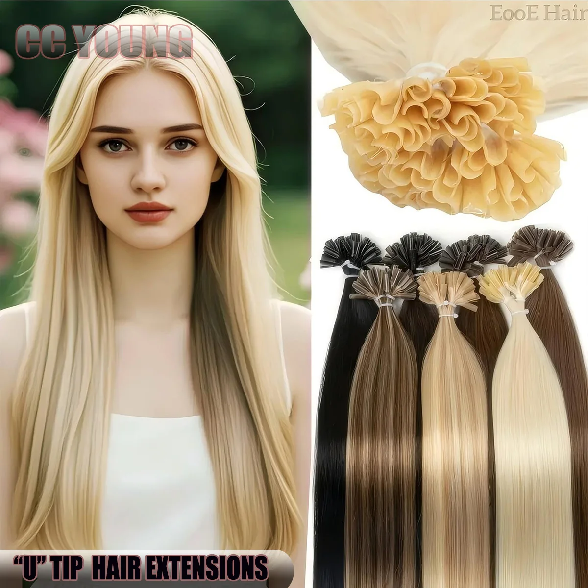 

Наращивание волос с U-образным кончиком, человеческие волосы, 50 прядей, прямые кончики ногтей, наращивание человеческих волос Remy, добавленная длина, предварительно склеенные наращивания # 60