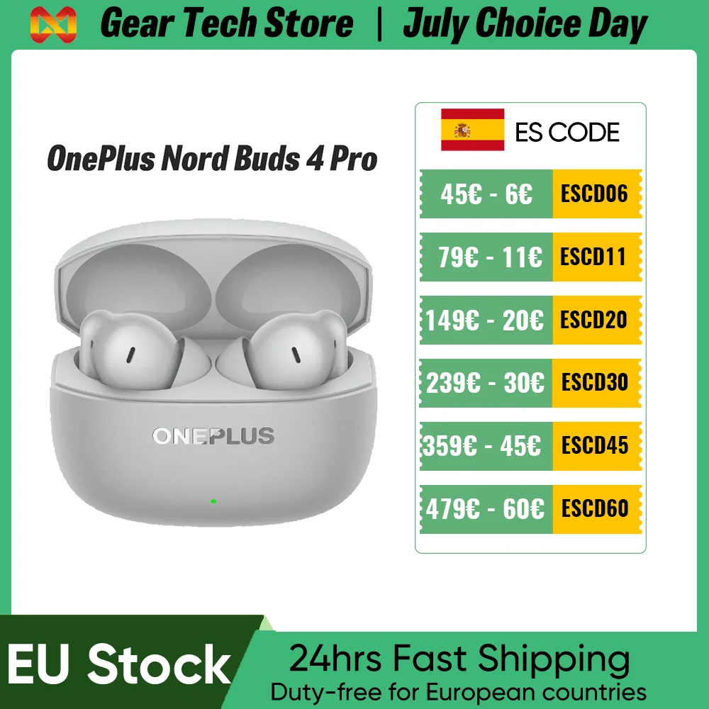 Cuffie Oneplus Nord 4 Pro Versione Globale, Connessione Bluetooth Type-C, Cancellazione Attiva del Rumore, Riduzione del Rumore di 55Db