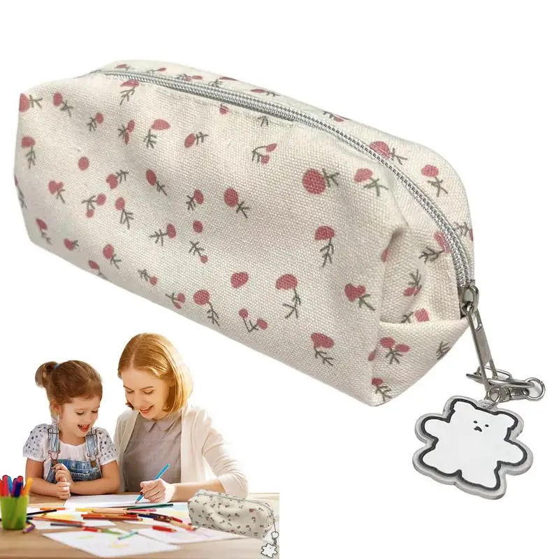 Милый цветочный карандаш, чехол для ручек, милая многофункциональная модная вместительная элегантная сумка для туалетных принадлежностей на молнии для девочек-подростков