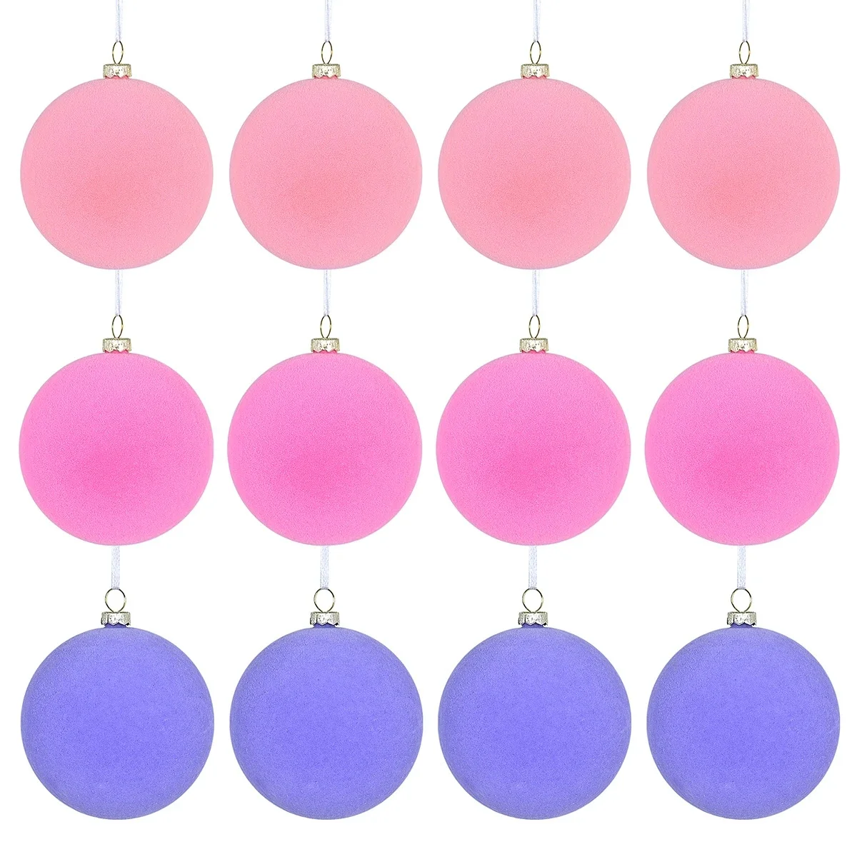 12Pcs 6cm Flocked Christmas Ball Velvet Xmas Tree Hanging Ornaments Decorative Ornaments Plastic Balls Xmas Tree Decorative