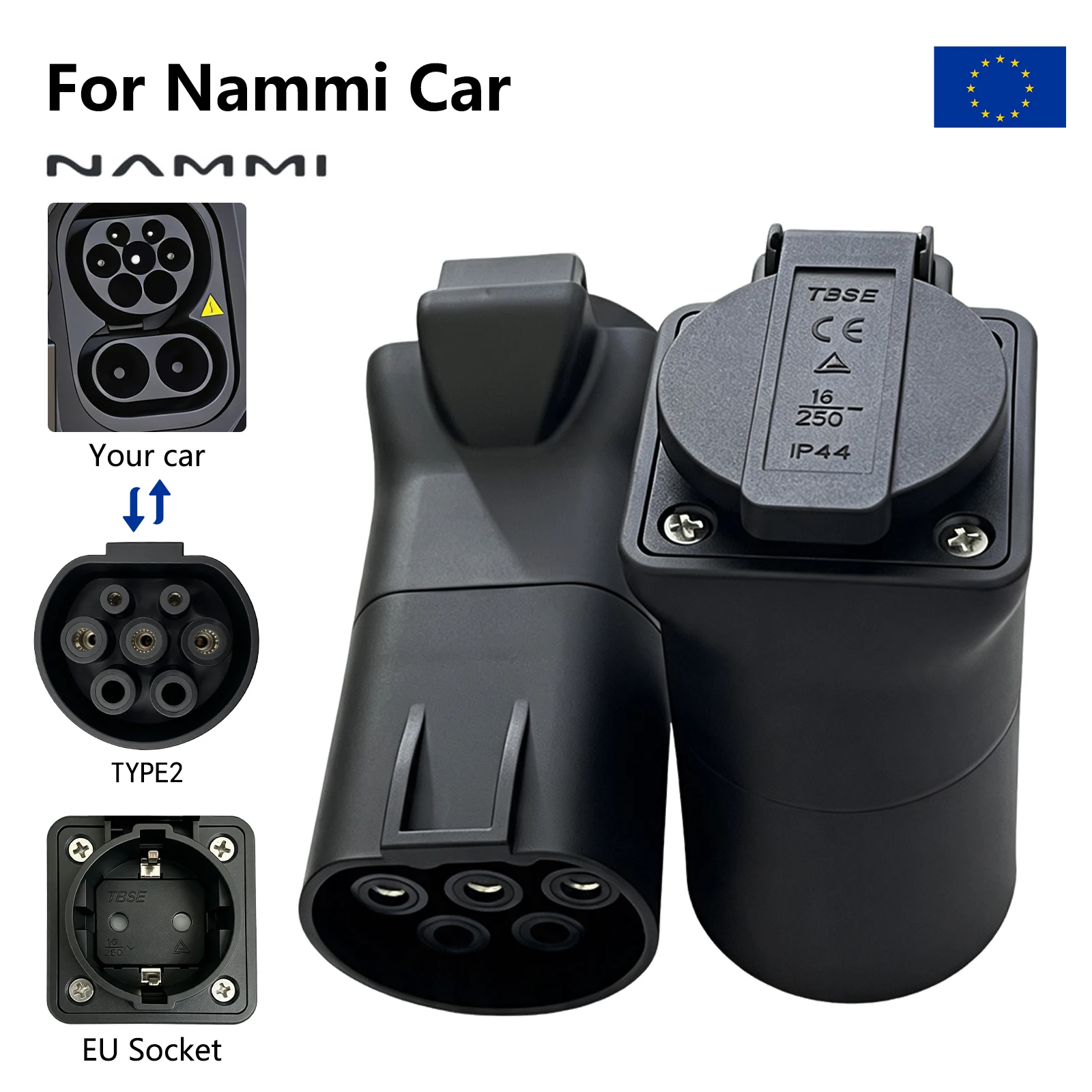 Type2 V2L-ontladingsadapter geschikt voor BYD, MG, Deepal, Geely, Jaecoo, Omoda, LYNK voertuig-naar-belasting-stekker EU-aansluiting EV-kampeervoertuigen