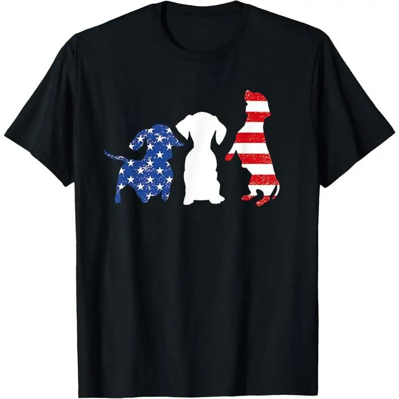 

Dachshund T-Shirt, American Flag Dog Lover Patriotic Graphic Tee, Funny Dog Mom Dad Top, USA Flag Puppy Memorial Day Gift