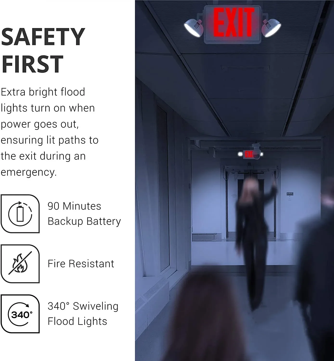 In Voorraad Laagste Prijs Draagbare Twin Head Exit Oplaadbaar Met Noodlicht