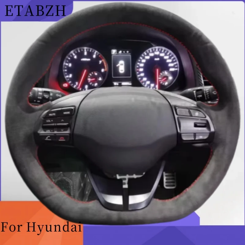 

Чехол на руль из черной замши DIY для Hyundai Elantra 2016-2019, аксессуары для интерьера автомобиля