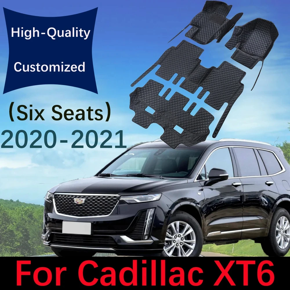 

Custom Leather Car Floor Mats For Cadillac XT6 Six Seats 2020 2021 Automobile Carpet Rugs Auto Foot Pads Interior Accessories