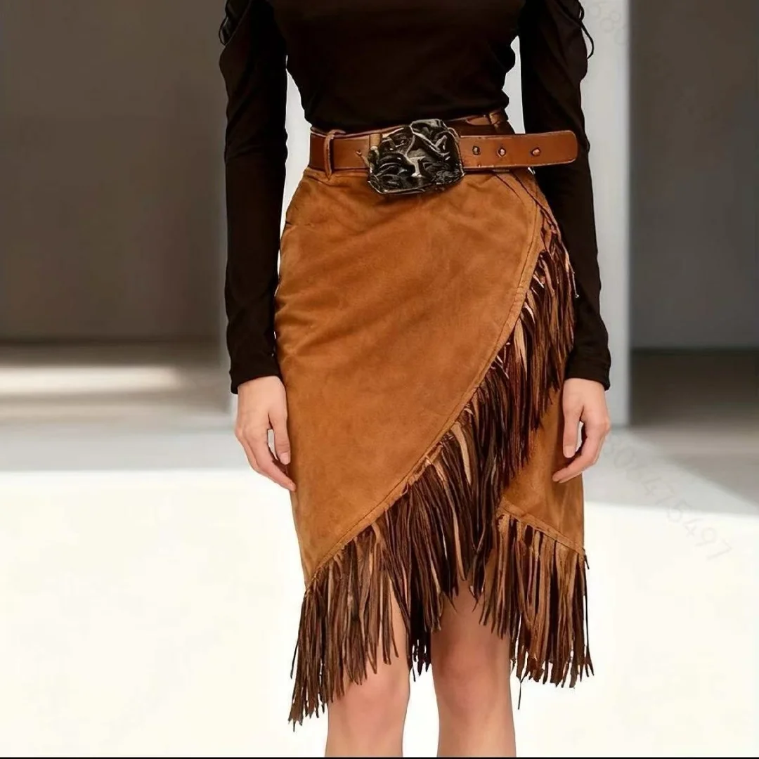 Jupe à franges rétro pour femme, un article à la mode pour le printemps et l'automne, parfait pour les sorties du bar et du festival de musique, un meilleur choix pour les tenues de style rétro,