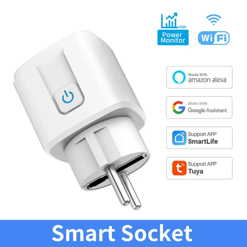 TUYA Smart Plug WiFi or Zigbee3.0 Socket EU 16A/20A Power Monitor Timing Function Voice Control Work With Alexa Google Home