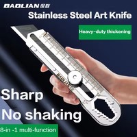 Utility Knife Box Cutter 8 In 1 Mutipurpose Stainless Steel Retractable Heavy Duty Waterproof Snap off Cutter Knife And Blades