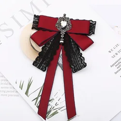 British and Korean Department Vintage College Geomantic Diamond Lace Bow Shirt Bow Tie Versatile Simple Brooch Accessories