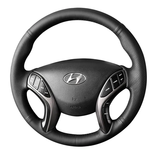 Imagen 2 del producto DIY protector para volante de coche de cuero genuino negro para Hyundai i30 2012-2017 Elantra GT 2013-2017 Elantra Coupe 2013-2014