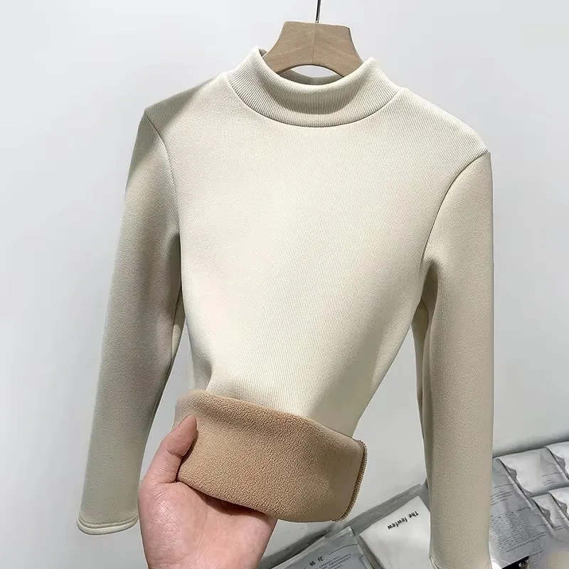 Autumn and winter small turtleneck with half turtleneck slim knit and cashmere warm women's long sleeve knitwear