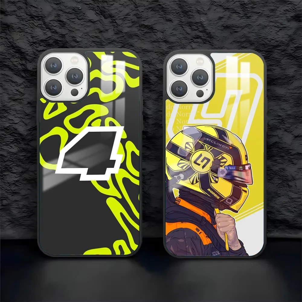 F1 Formula 1 L-Lando Norris Phone Case For iPhone 16 15 14 13 12 11 Pro Max Plus Mini PC Fashion mirror phone case