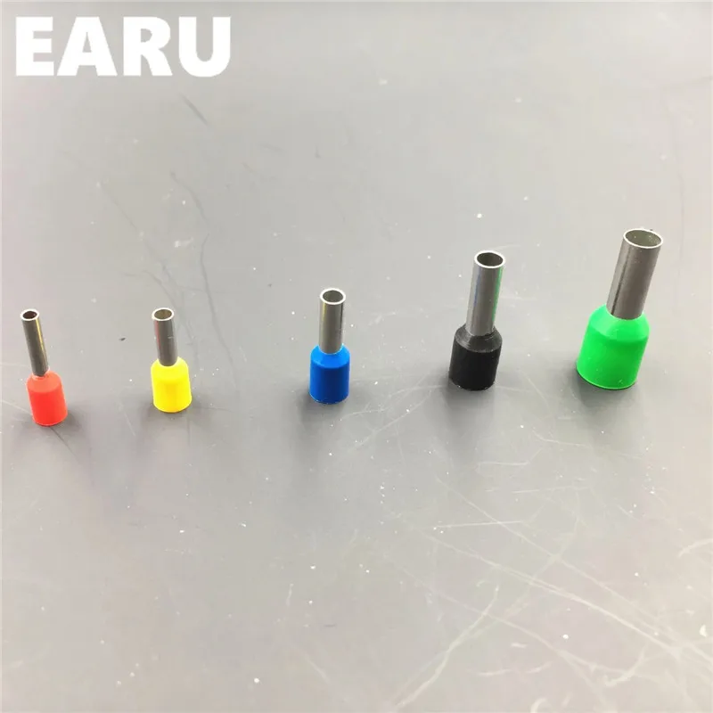 100Pcs E10-12 Tube Insulating Insulated Terminal 10MM2 7AWG Cable Wire Connector Insulating Crimp E Black Yellow Blue Red Green