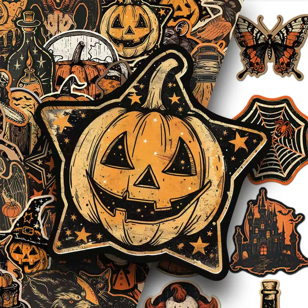 50Pcs Diy Halloween Stickers Waterproof for Skateboard Guitar Phone Laptop Water Bottle Computer Refrigerator Luggage