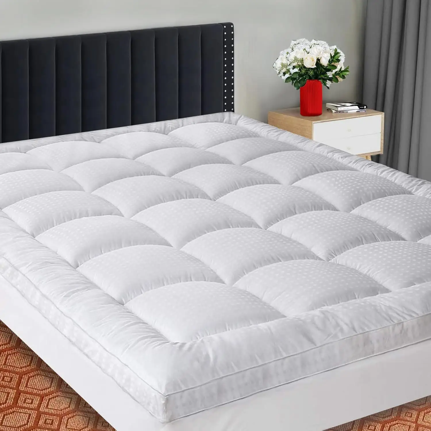 

Extra Thick King Mattress Topper 400TC Cotton Pillow Top Breathable Pad with Deep Pocket 78x80 Inches