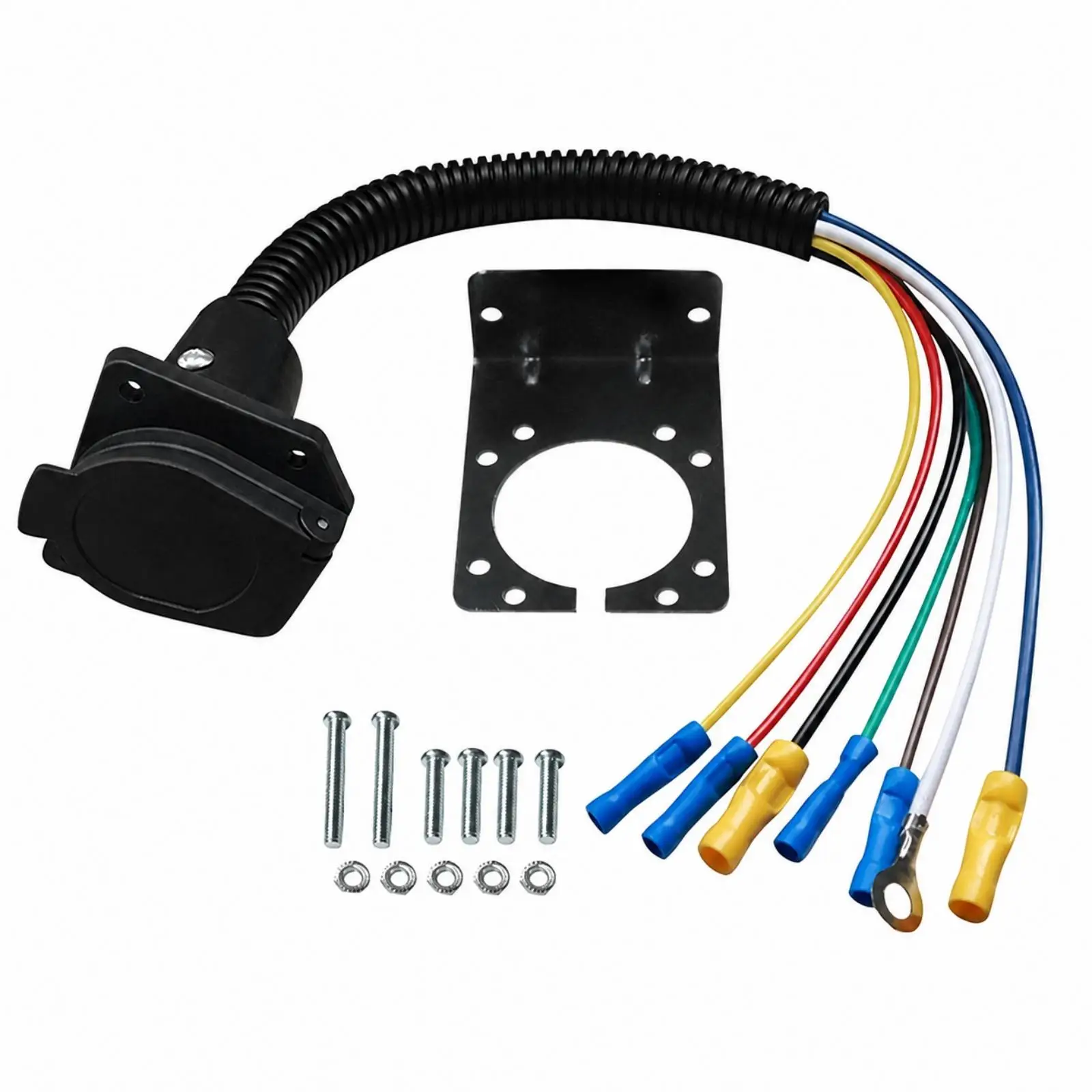 RV Trailer Electrical Connector 7 Pin Harness with Loop Terminal and Guard Cover for Toyota for tundra