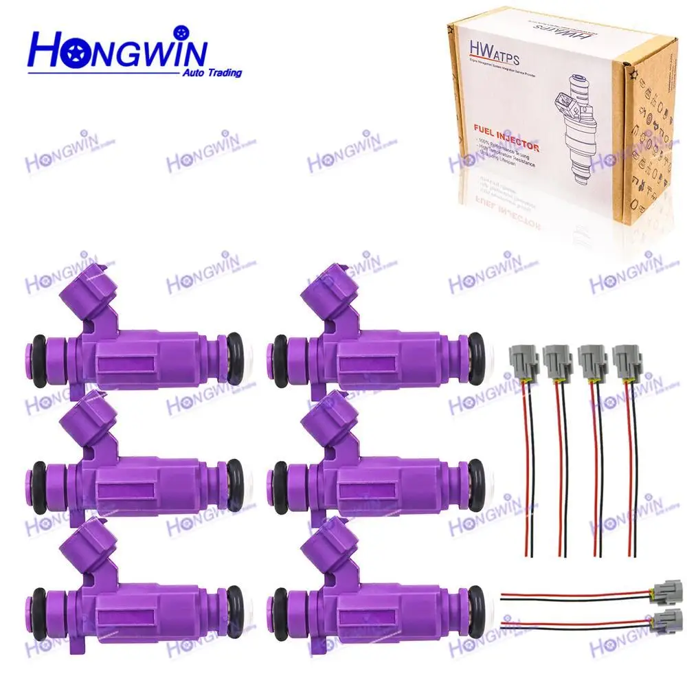 6PCS Brand New Fuel Injector Nozzle & Wire FJ661 35310-38010 For Hyundai XG350 Sonata Santa Fe Kia Magentis Optima 3531038010D